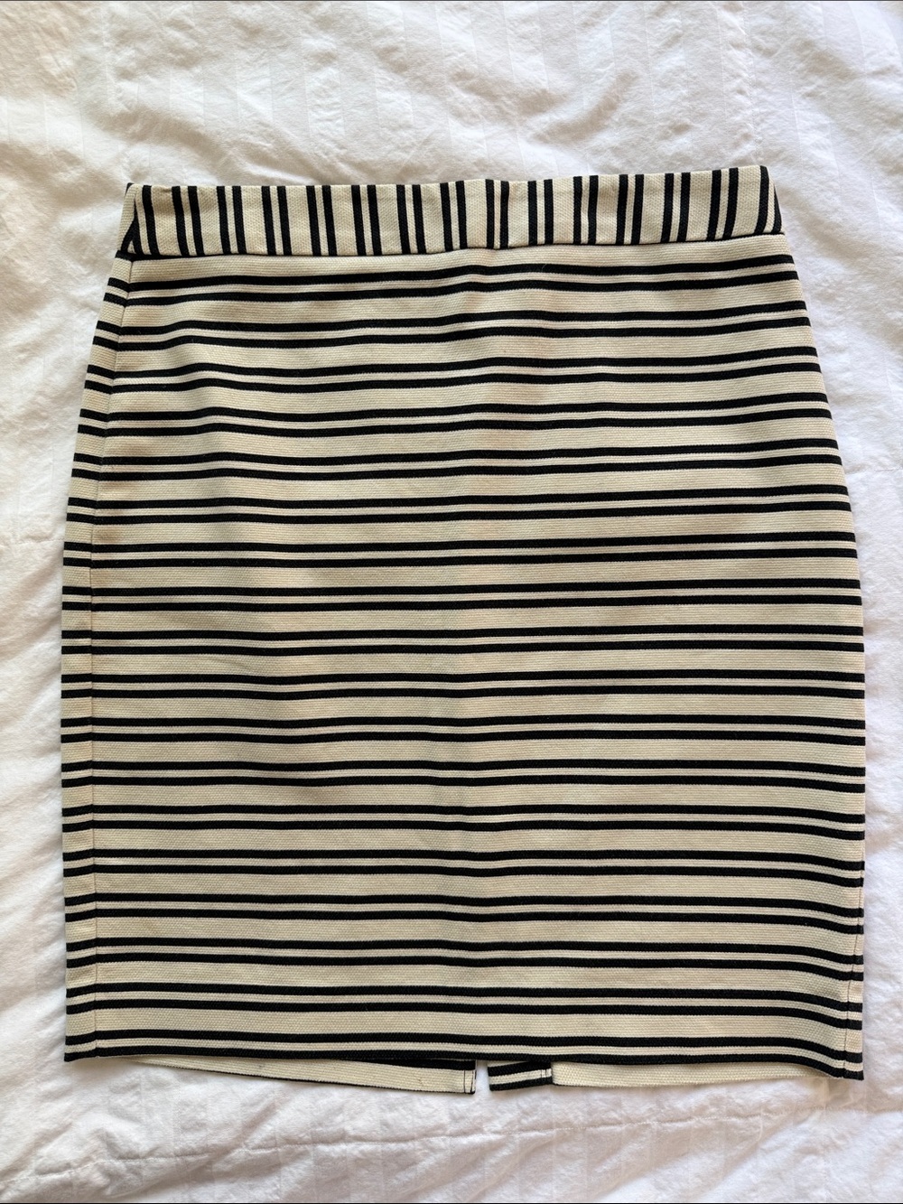 LOFT Black and Cream Striped Pencil Skirt